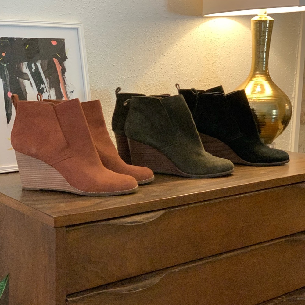 Bundle! 3 pairs of Lucky Brand Wedge Suede Ankle Booties  - Size 12